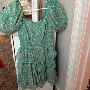 ASOS green babydoll ruffle dress